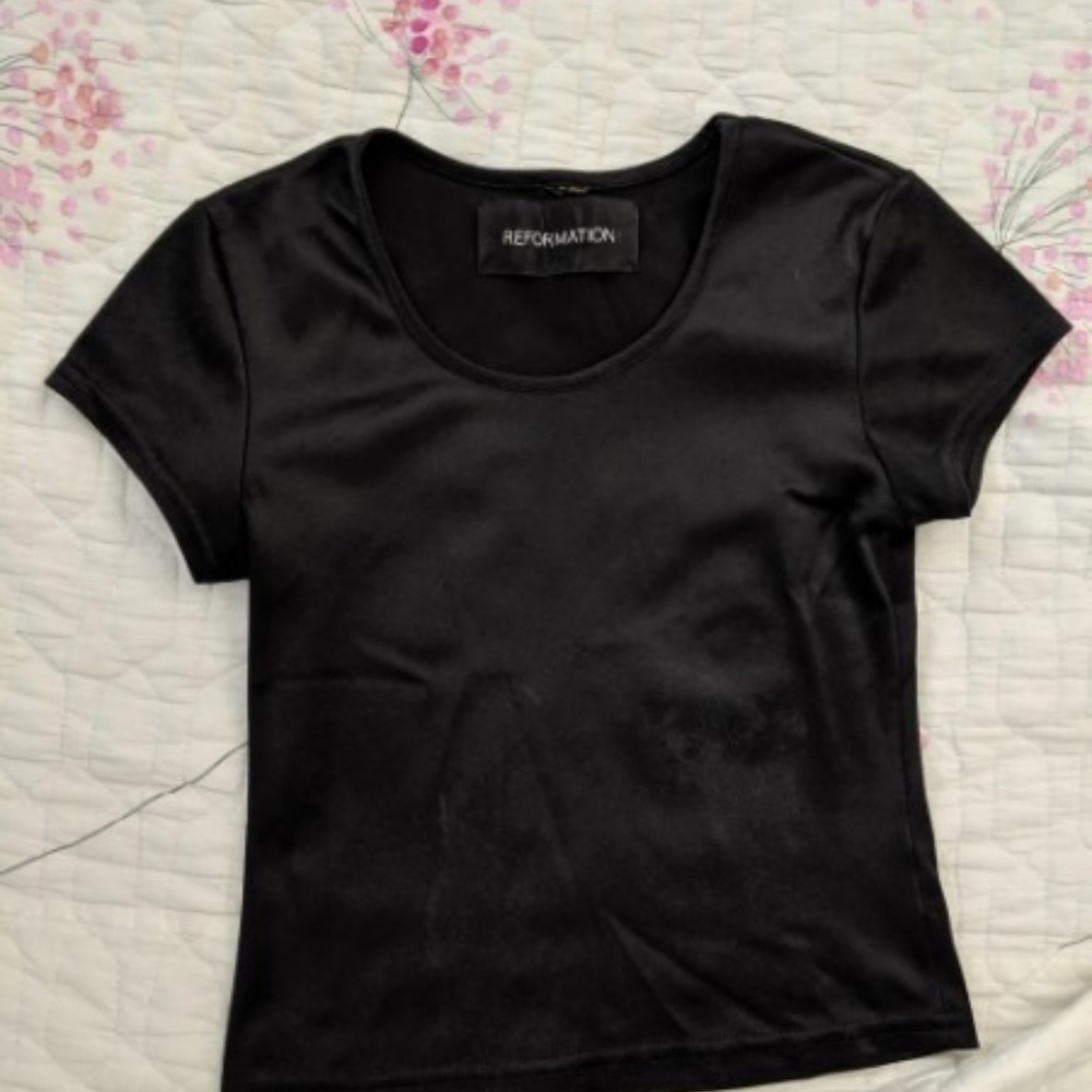 Reformation Black Crop Shirt (Small)